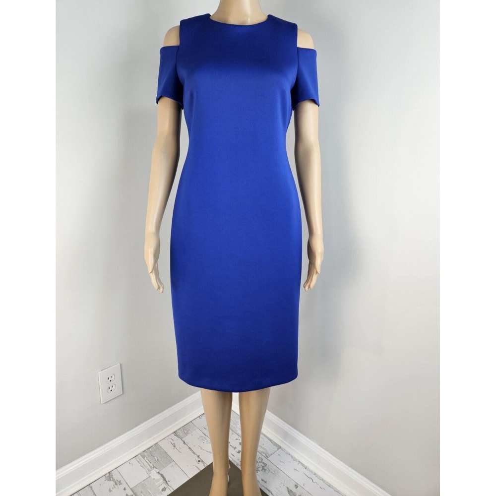 Calvin Klein Women Dress 4 Cold Shoulder Sheath - Picture 1 of 11
